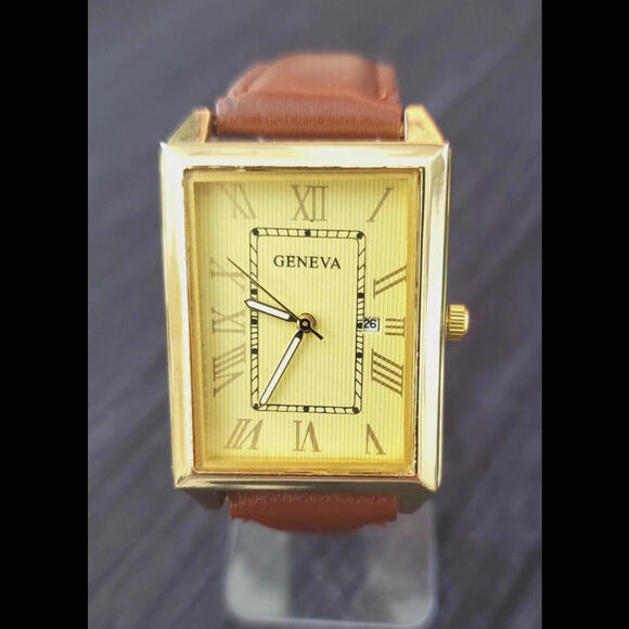 Geneva Vintage Look Men's Louis Tank Large 37mm Watch - Picture 2 of 9